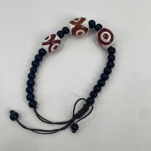 Red and white Beaded adjustable bracelet